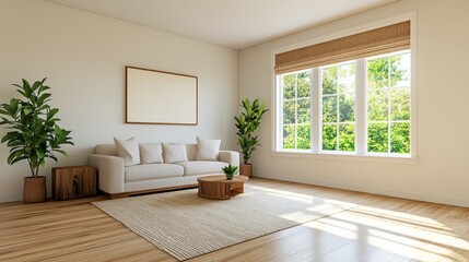 Fototapeta premium Embrace the serenity of modern interior design a sunlit space for relaxation and inspiration