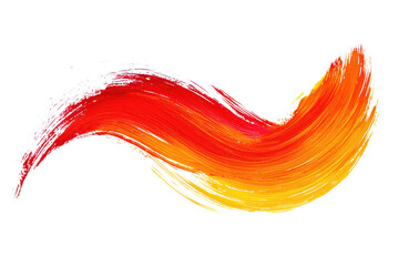 Vibrant red and orange paint stroke on transparent background. showcasing dynamic movement and artistic expression in abstract form.