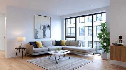 Fototapeta premium Embracing modern minimalist decor a serenity in stylish living spaces