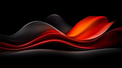 Abstract Waves of Passion: A captivating abstract image of flowing, vibrant waves of red and orange against a deep black background. The design evokes a sense of energy, movement, and passion.  