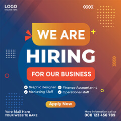Modern We Are Hiring Social Media Ad Poster Design in Vector EPS Format for Job Recruitment and Vacancy Announcements