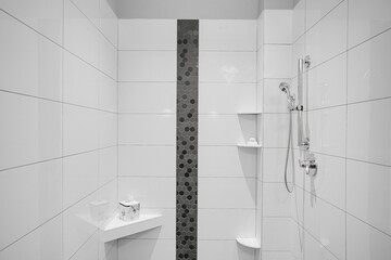 Stylish Modern Shower Highlighted By Textured Tiles.