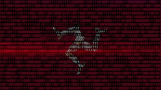 Binary code on flag of Isle of Man. Program source code or Hacker concept on Manx flag. Isle of Man digital technology security, hacking or programming