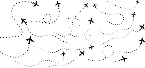 Airplane dotted line path.