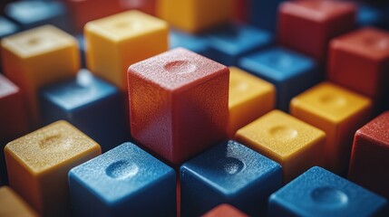 Obraz premium A close-up of colorful plastic building blocks stacked together.