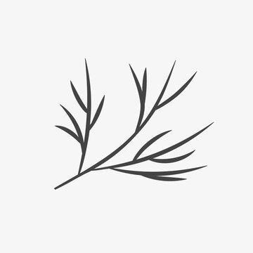 simple gray dill plant on white clip art preview