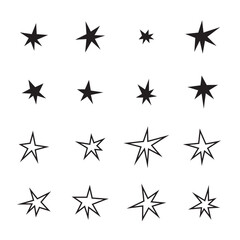 Christmas set of stars in sketch style. Hand drawn illustration. Vector illustration.