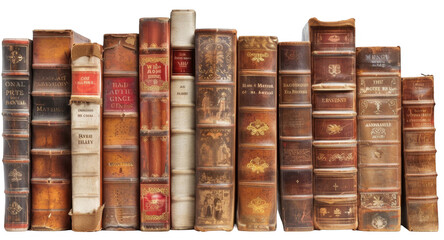 Vintage Library - Antique Reference Books Isolated on White