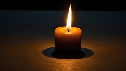 single burning candle in a dark setting, symbolizing hope, remembrance and serenity in moments of quiet reflection or special occasions