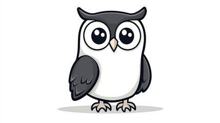 Adorable cartoon owl, cheerful pose, character illustration, digital art, copy space