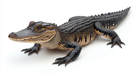 Naklejka premium Realistic alligator illustration, detailed texture, reptile art, wildlife photography, copy space