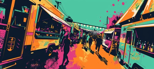 Vibrant Flyer for Local Food and Drink Festival with Food Trucks and Artisan Vendors