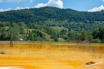 nature pollution from copper mine at lake Geamana  Romania