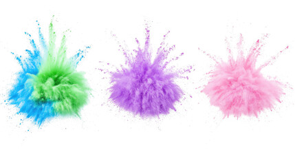 Vibrant Powder Explosions on a White Background Generative AI