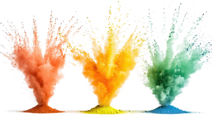 Explosive Bursts of Colored Powder Against a White Background Generative AI