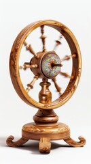 Obraz premium Spinning wheel on white background, 4K hyperrealistic photo