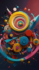 Obraz premium Composition VII - Wassily Kandinsky An abstract explosion of colors and shapes that reflects the complexity of life and emotions, showcasing Kandinsky’s innovative approach to art 