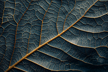 Detailed close-up of a leaf showcasing intricate vein patterns