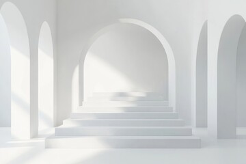 Minimalist Empty Studio Room with White Gradient Background