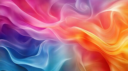 Obraz premium A vibrant abstract background with flowing colors blending seamlessly in shades of pink, orange, red, and blue.