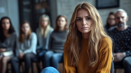 Addiction Recovery Group - Participants in a recovery support group, with an emphasis on sharing experiences and mutual encouragement