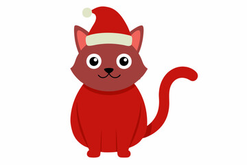 Vector illustration of christmas cats and Christmas and new year greetings. Cute cats with holiday hats