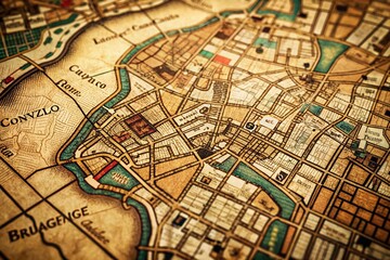 Fototapeta premium Vintage Street Map Art of Brazzaville, Congo - Unique Urban Decor for Africa Lovers