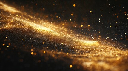 Obraz premium Flurry of golden glitters shimmering in the black space, resembling a sparkling cosmic nebula