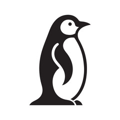 a black and white of a penguin with a white background penguin silhouette vector illustration