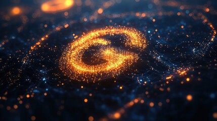 Glowing lines and nodes assembling to form the 6G emblem