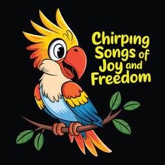 Cute yellow bird cartoon vector design .