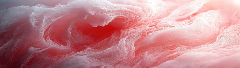 Obraz premium A mesmerizing abstract image of flowing red and white textures, evoking a sense of calm and mystery in a unique artistic composition.