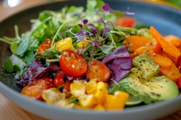 Close-Up of a Colorful Vegan Dish Highlighting Fresh Vegetables Wellness