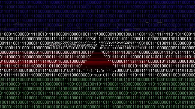 Binary code on flag of Lesotho. Program source code or Hacker concept on Lesothan flag. Lesotho digital technology security, hacking or programming