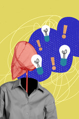 Sketch image composite artwork of collage of young man headless net hunter catch student smart idea...