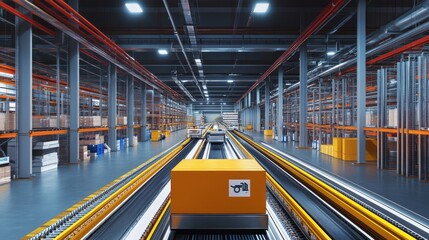 Fototapeta premium High-tech logistics center with real-time shipment tracking and automated sorting systems