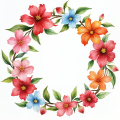 Watercolor wreath of  Flower background	