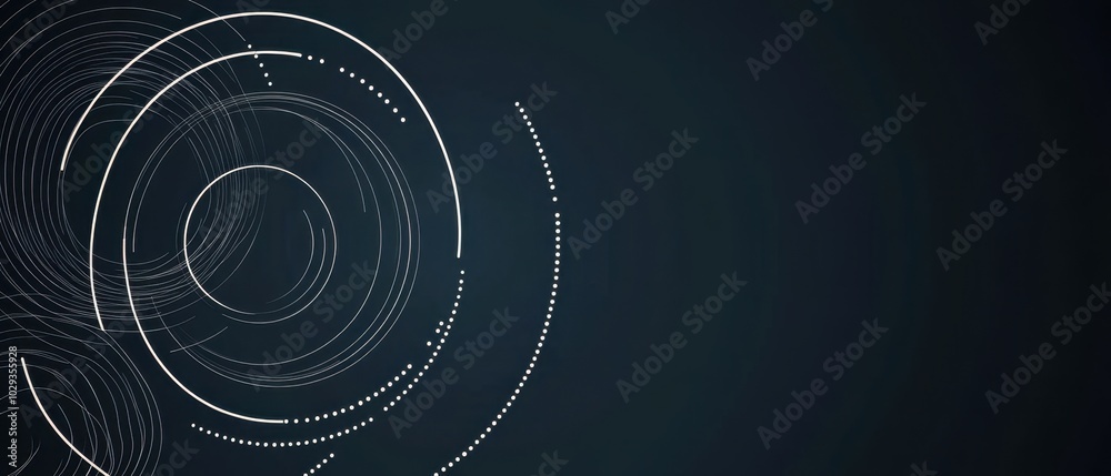 Wall mural abstract background with circles and lines in dark colors presentation design template in a minimali