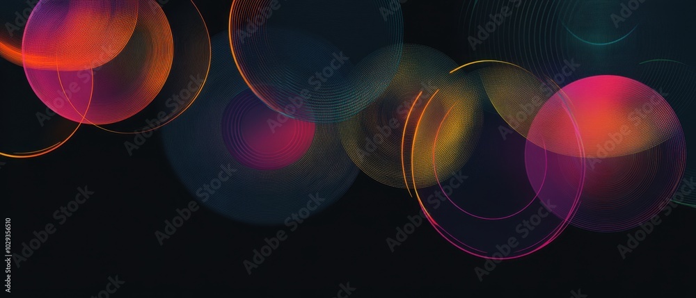 Canvas Prints abstract background with circles and lines in dark colors modern design for a banner or poster on th