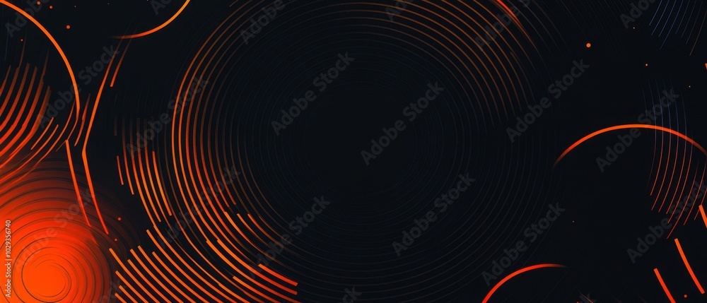 Wall mural abstract background with circles and lines in dark colors a banner or poster on a technology theme, 