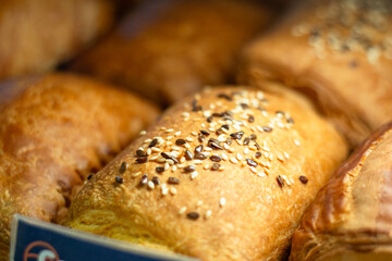 Baking with sesame in a shop window