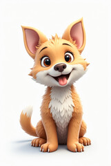 Obraz premium This adorable cartoon puppy exudes joy with a big smile and playful demeanor, showcasing fluffy fur and bright expressive eyes, perfect for capturing attention