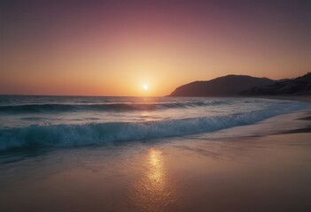 Obraz premium The sun sets over the ocean, its rays reflecting in calm water