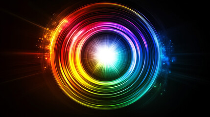 Obraz premium Abstract Rainbow Neon Circle Light Effect Background