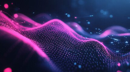 Abstract Digital Network Background   Pink and Blue Data Flow
