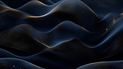 Obraz premium Abstract Dark Blue and Gold Wavy Pattern with Glittering Dots