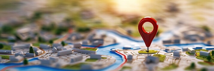 digital GPS location on the map and pin route path concept