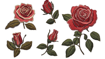 Embroidered Rose Patch Stickers for Decorative Craft Projects Generative AI