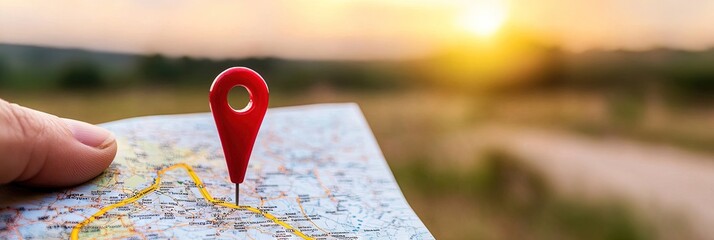 digital GPS location on the map and pin route path concept