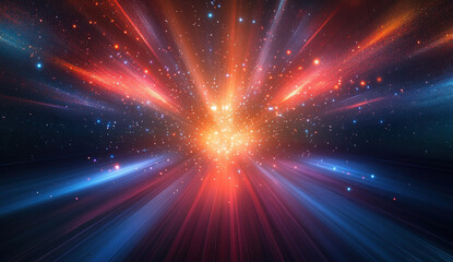 Naklejka premium Abstraction with rays and neon. Futuristic empty stage.